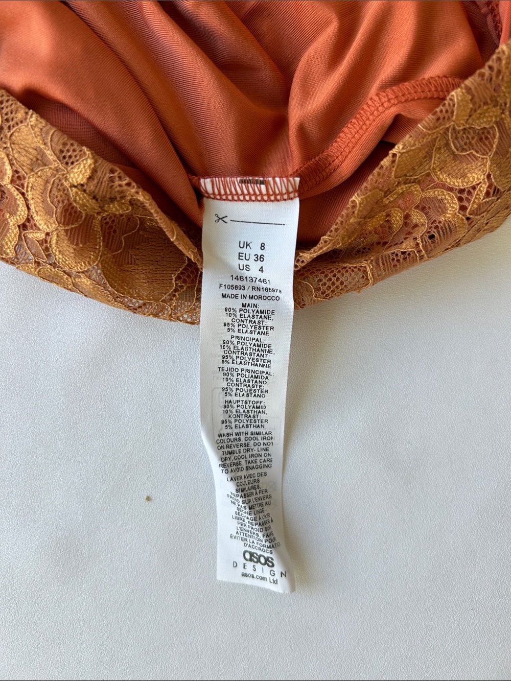 ASOS Rust-Orange Lace Halter Slip Dress - Picture 7 of 10